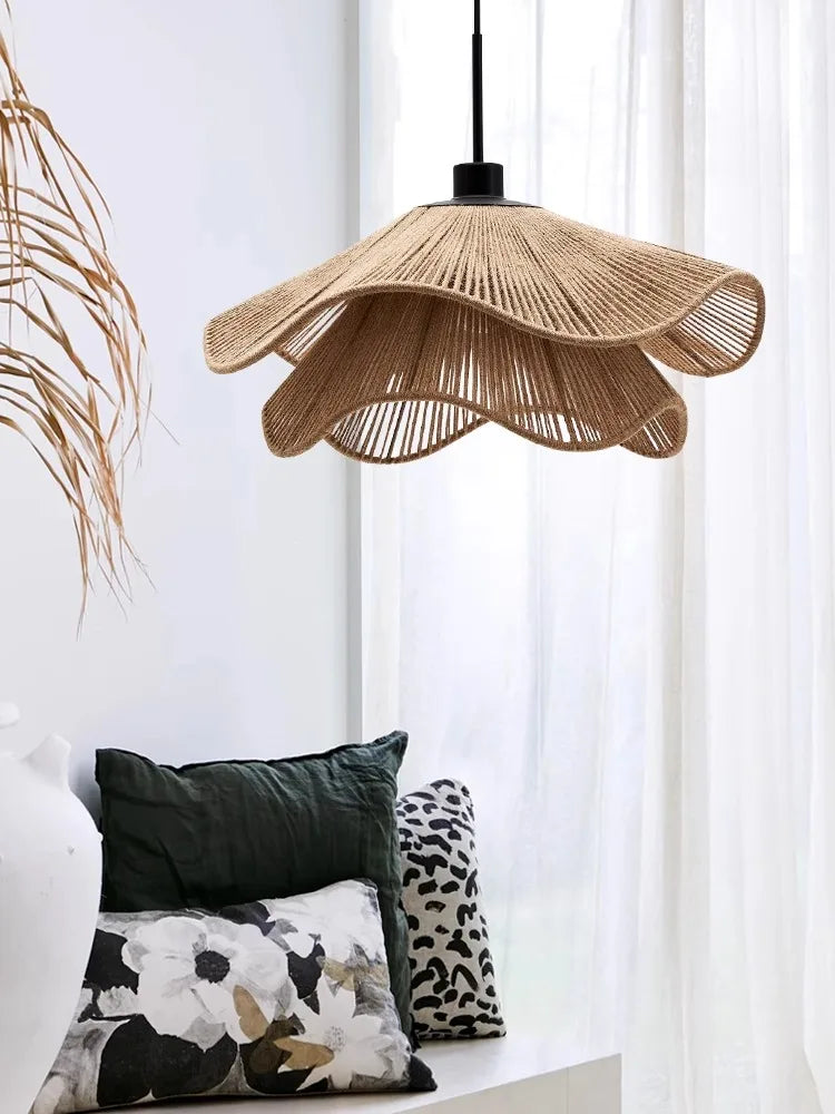 Wabi Sabi Hemp Rope Pendant Lamp Industrial Zen