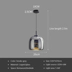 Nordic Amber Glass Pendant Light for Dining Room
