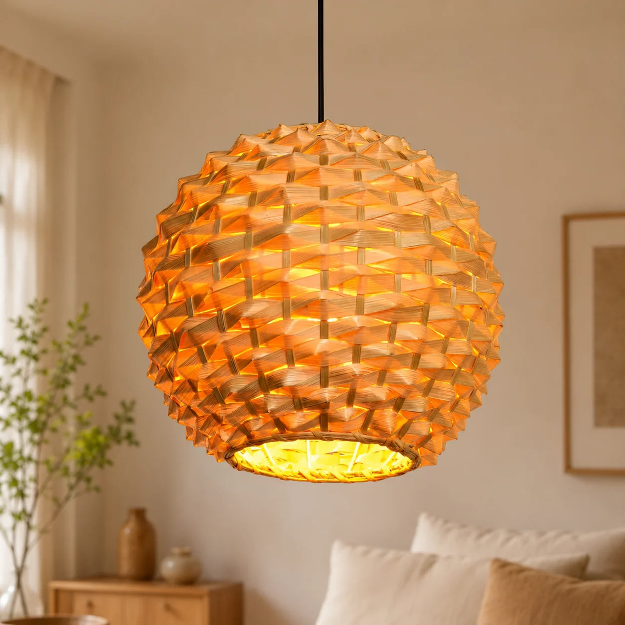 Bohemian Bamboo Rattan Pendant Light for Bedroom