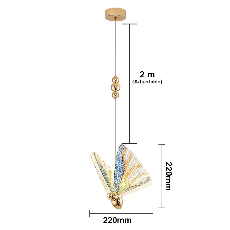 Nordic Butterfly Pendant Light with Chrome Accents