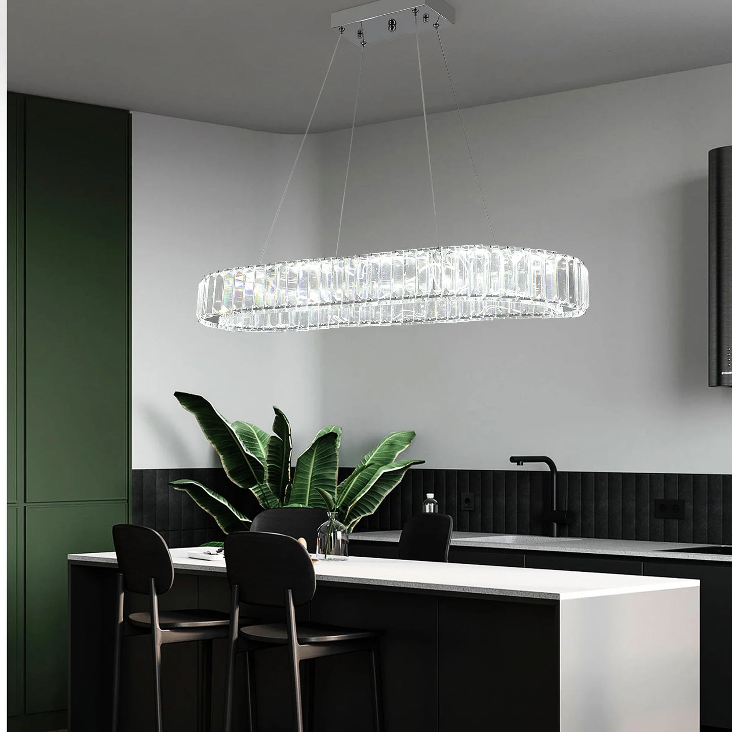 Modern Crystal Oval LED Chandelier Ceiling Lamp