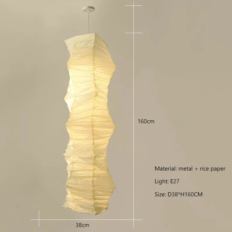 Wabi Sabi Rice Paper Style Totem Pendant Light for Staircase and Living Room
