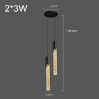 Modern Bubble Texture Acrylic Column Pendant Light in Gold for Bedside