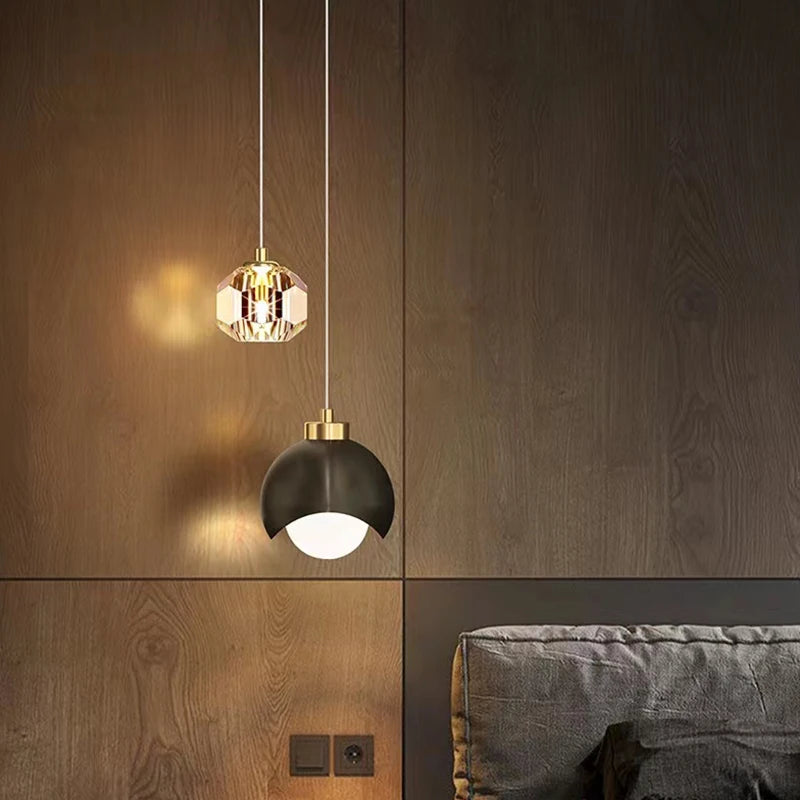 Nordic Minimalist Crystal Glass Pendant Light Bedroom