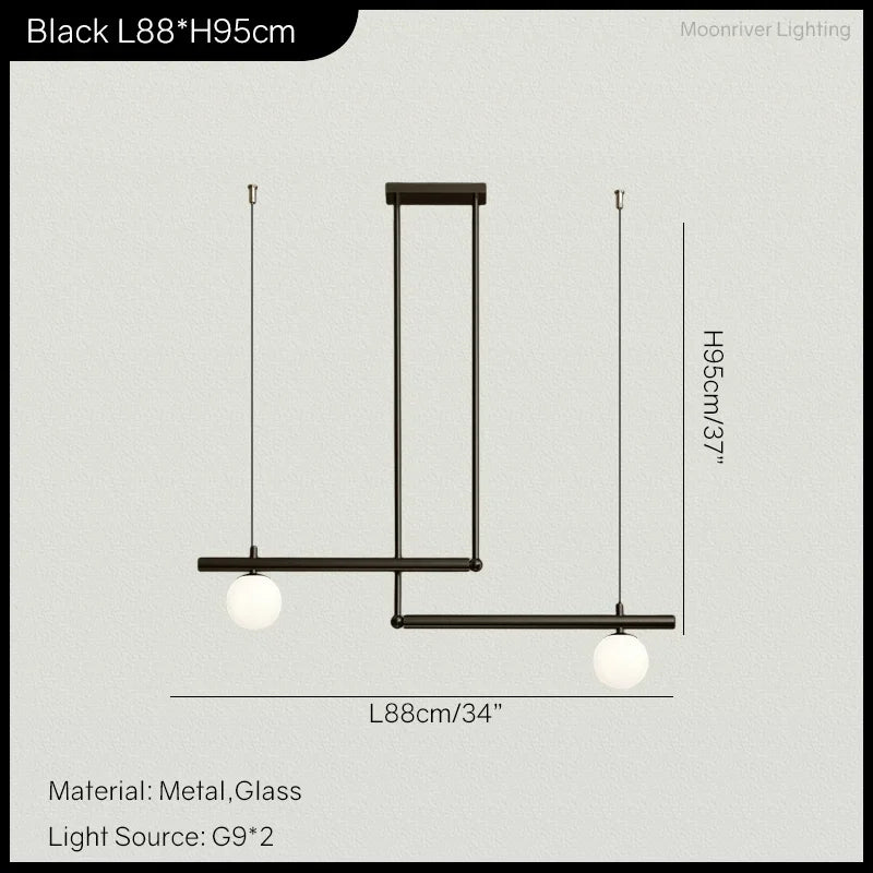 Nordic Minimalist Brass Pendant Light Linear Multi-Head