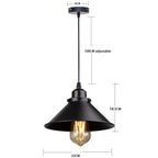 Retro Industrial Black Cone Pendant Light with Brass Fitting for Kitchen