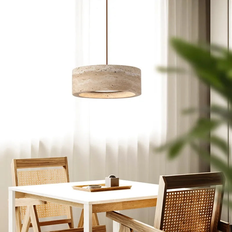 Minimalist Travertine Pendant Light for Dining Room