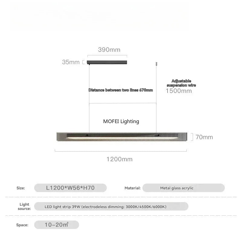 Minimalist Linear Pendant Light with Metal Finish