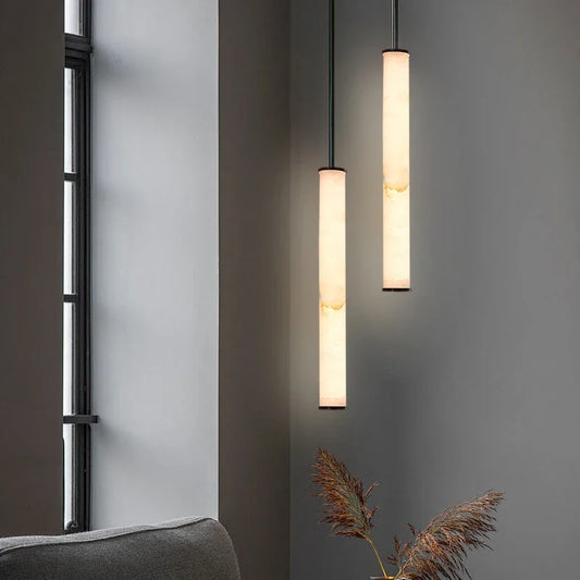 Minimalist Copper Marble Pendant Light for Bedroom