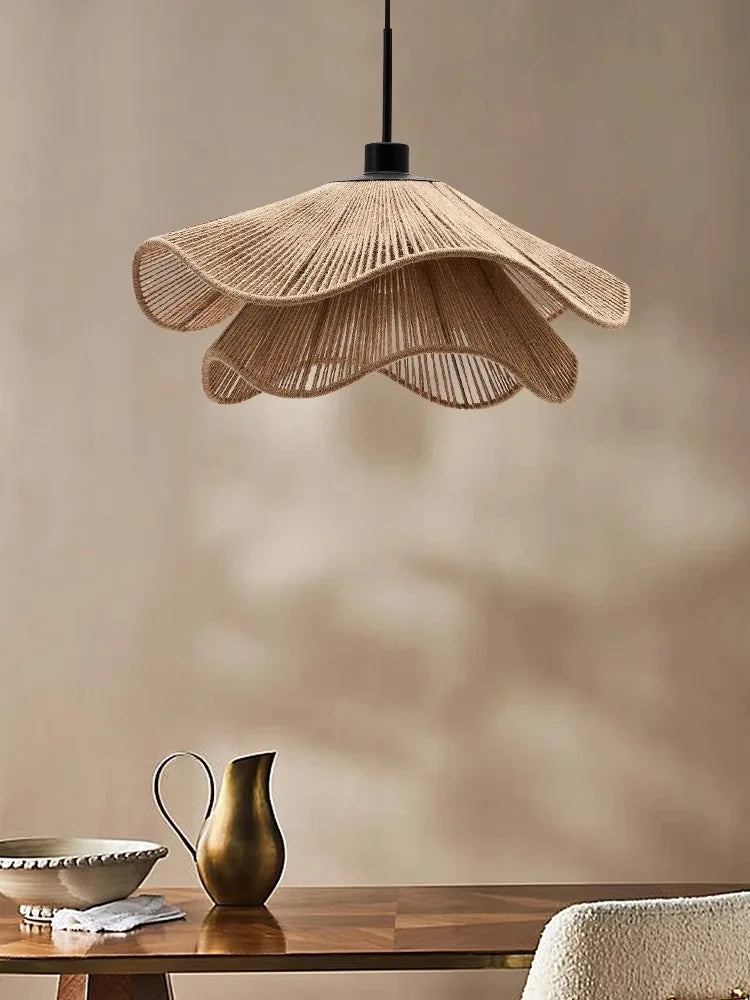 Wabi Sabi Hemp Rope Pendant Lamp Industrial Zen