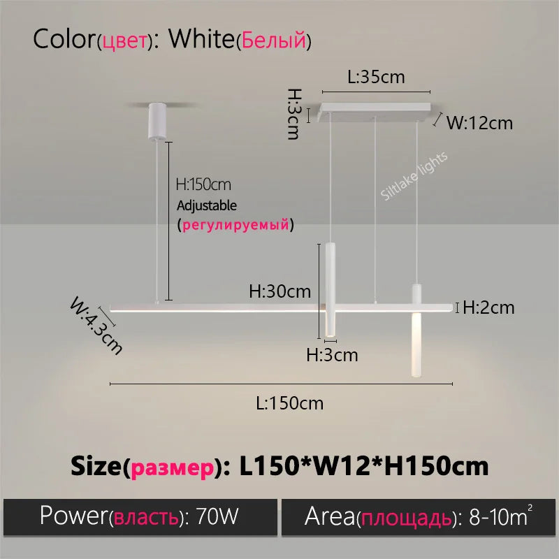 Minimalist Iron Linear Pendant Light for Dining