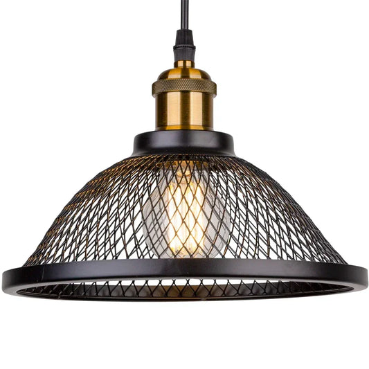 Industrial Black Iron Mesh Pendant Light for Dining