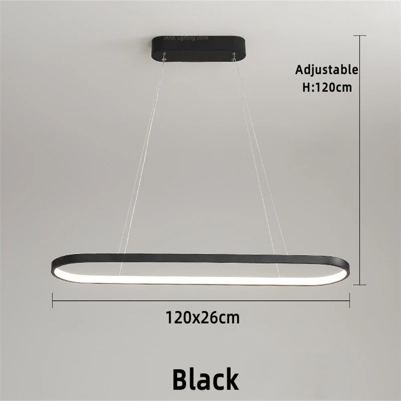 Lámpara colgante LED minimalista con diseño de tira ovalada