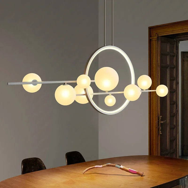 Nordic Glass Pendant Light with Iron Frame