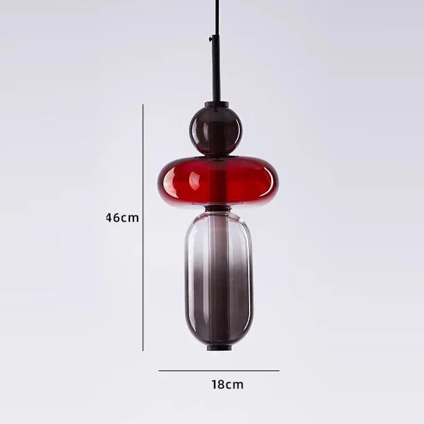 Designer Candy Glass Totem Pendant Light in Bold Colors for Dining Room