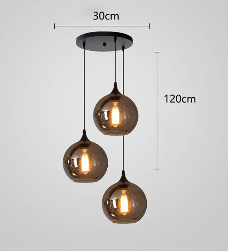 Nordic Smoke Glass Pendant Light for Dining Room
