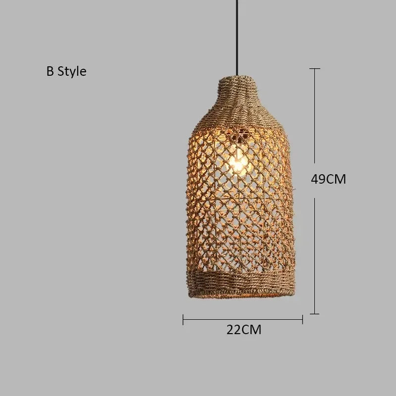 Bohemian Rattan Woven Pendant Light for Dining