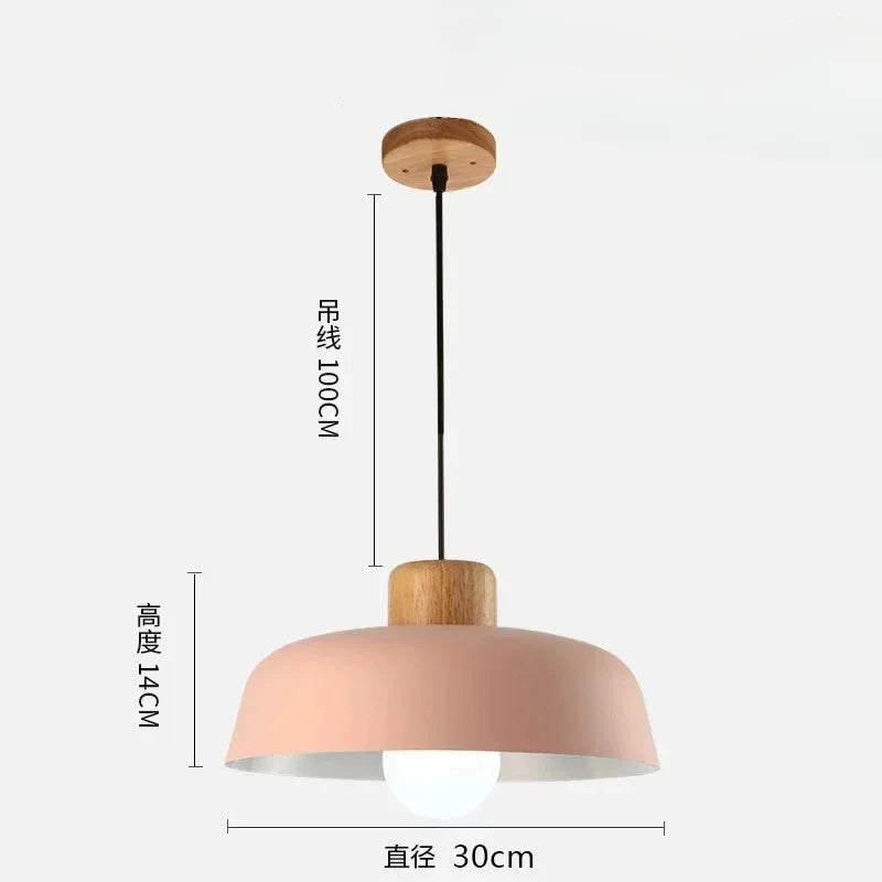 Lámpara Colgante Nórdica de Madera y Metal para Comedor