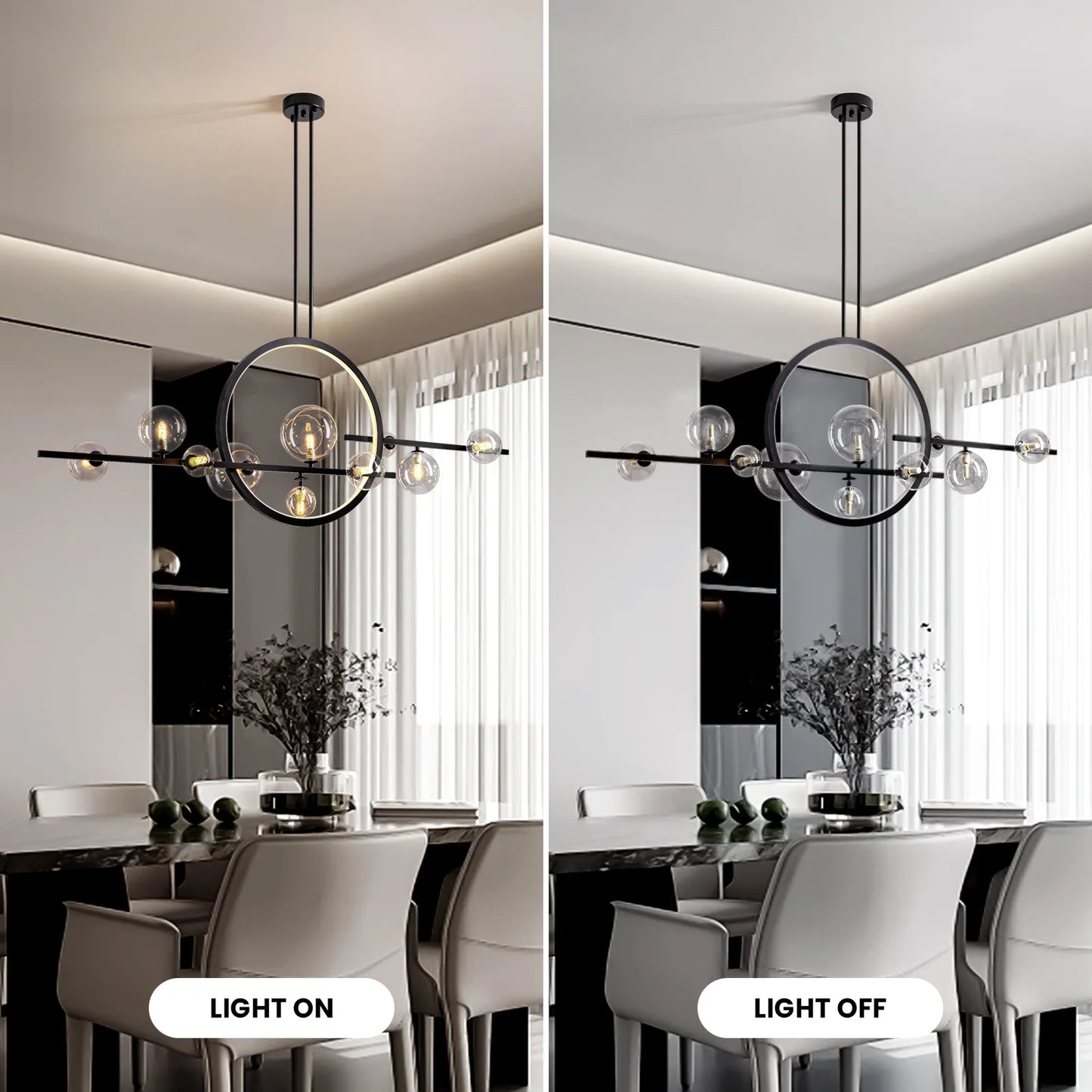 Nordic Glass Pendant Light with Iron Frame