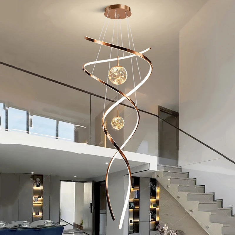 Modern LED Pendant Light with Twisted Metal Arms