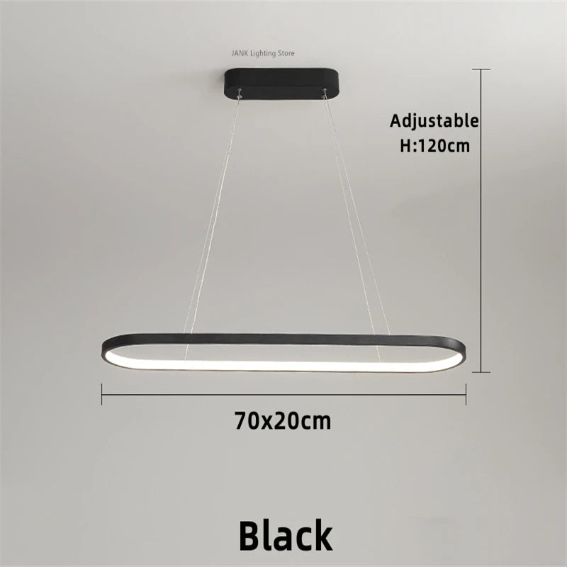 Lámpara colgante LED minimalista con diseño de tira ovalada