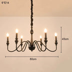 Candelabro de hierro negro con detalles de cristal