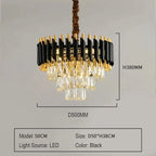 Luxury Black and Gold Tiered Crystal Chandelier for Living Room