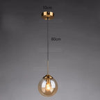 Nordic Glass Ball Pendant Light 15cm with Brass Stem for Bedside