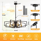 Modern Geometric 8 Light Chandelier in Black and Gold for Dining Room