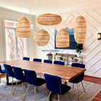 Chinese Handmade Woven Natural Rattan Pendant Lamp Living Room Restaurant Hotel Homestay Bedroom Led Chandelier Art Lights Decor