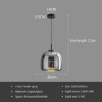 Nordic Glass Pendant Light with Brass Accent