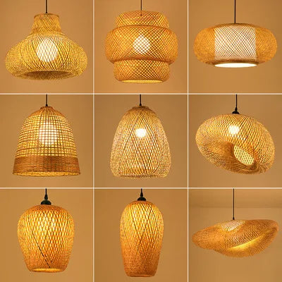 Bohemian Bamboo Rattan Pendant Light Woven