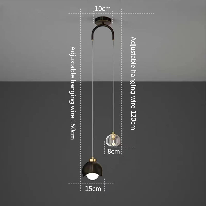Lámpara Colgante Nórdica Minimalista de Cristal para Dormitorio
