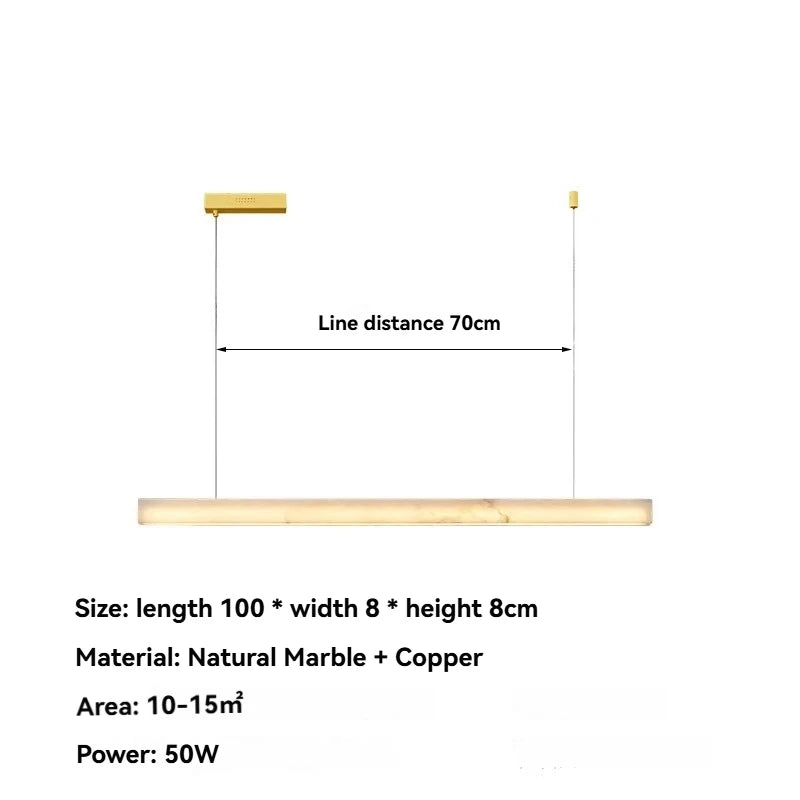 Minimalist Marble LED Pendant Light Linear Hanging