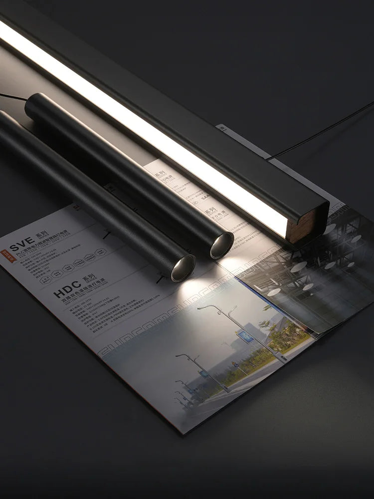 Lámpara colgante lineal minimalista de aluminio negro