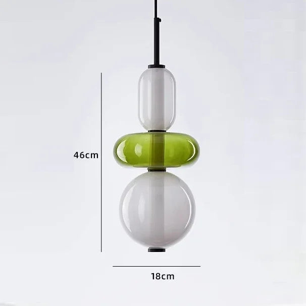 Designer Candy Glass Totem Pendant Light in Bold Colors for Dining Room