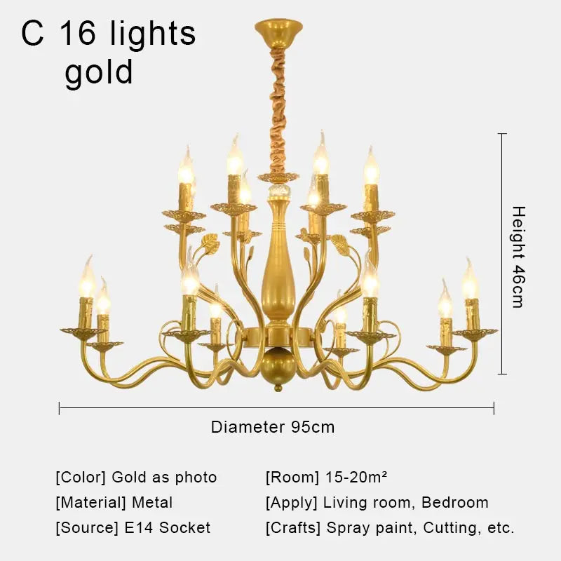 Rustic Iron Crystal Chandelier Pendant Light