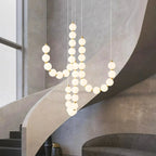 Modern Glowing Bead Strand LED Chandelier for Staircase and Living Room
