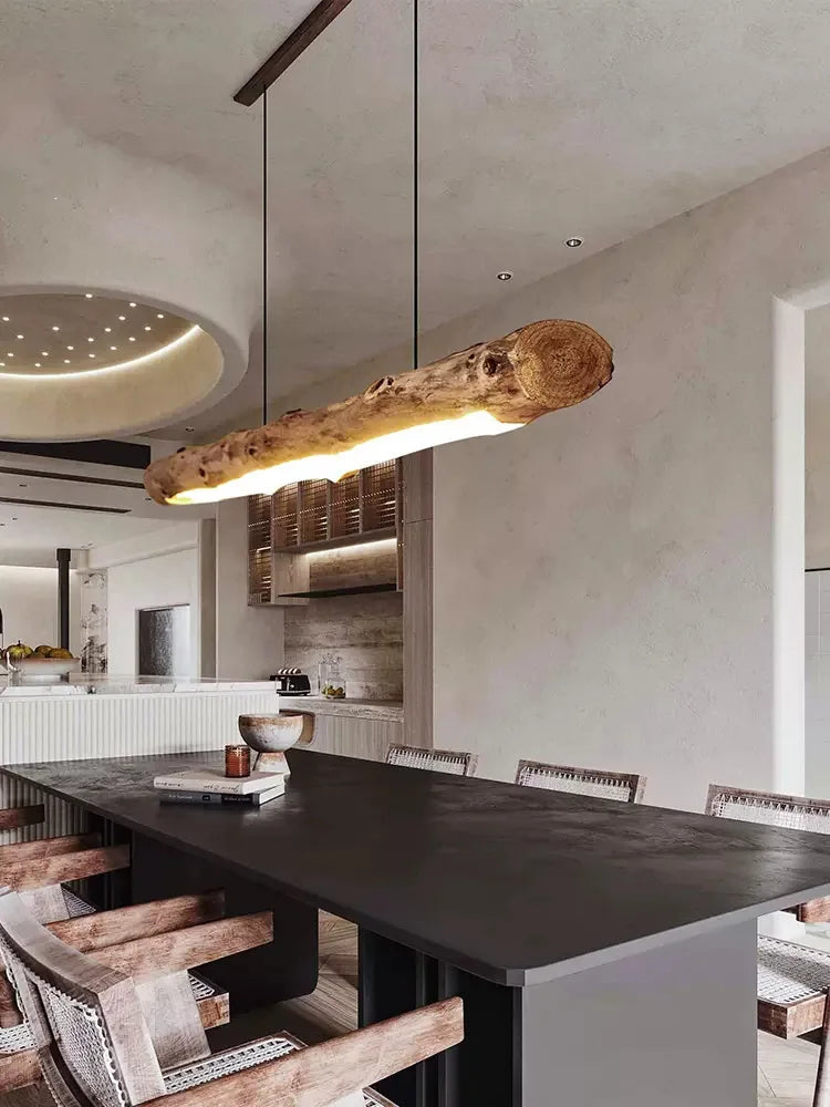 Lámpara colgante nórdica de madera para comedor