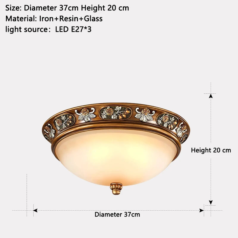 Lámpara colgante de estilo europeo Lámpara de sala de estar Lámpara colgante de hierro y resina para restaurante Retro Villa Dúplex Luminaria