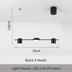 Modern Linear Disc Spotlight Chandelier in Black and Gold for Dining Table