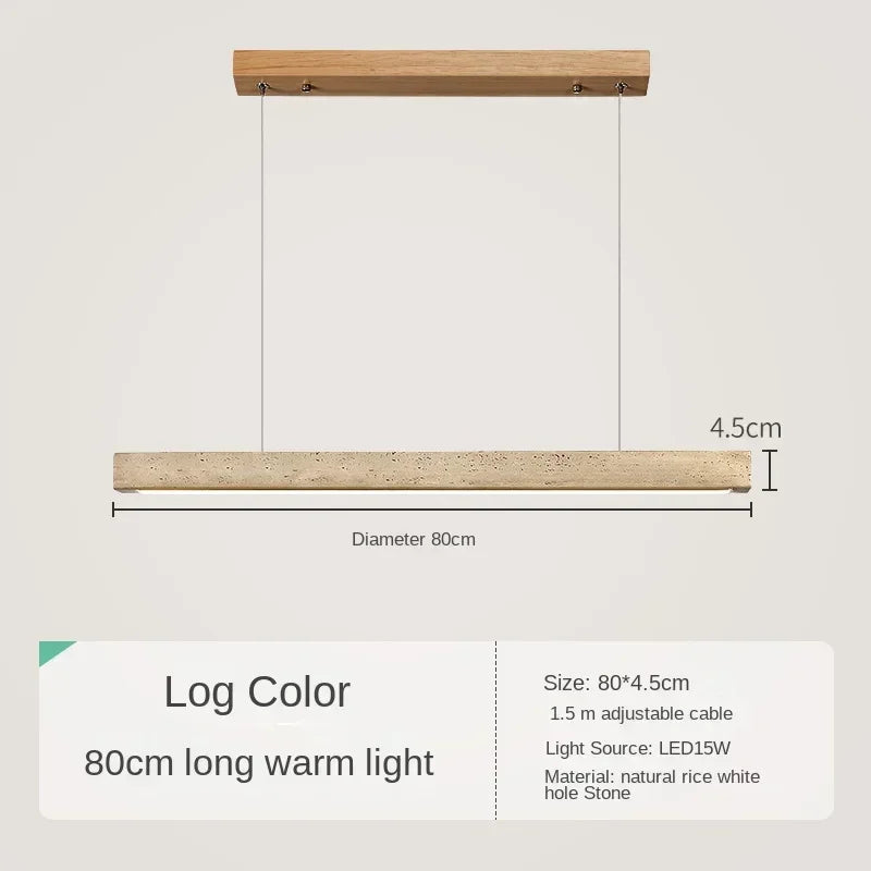 Lámpara colgante minimalista de madera y piedra para comedor