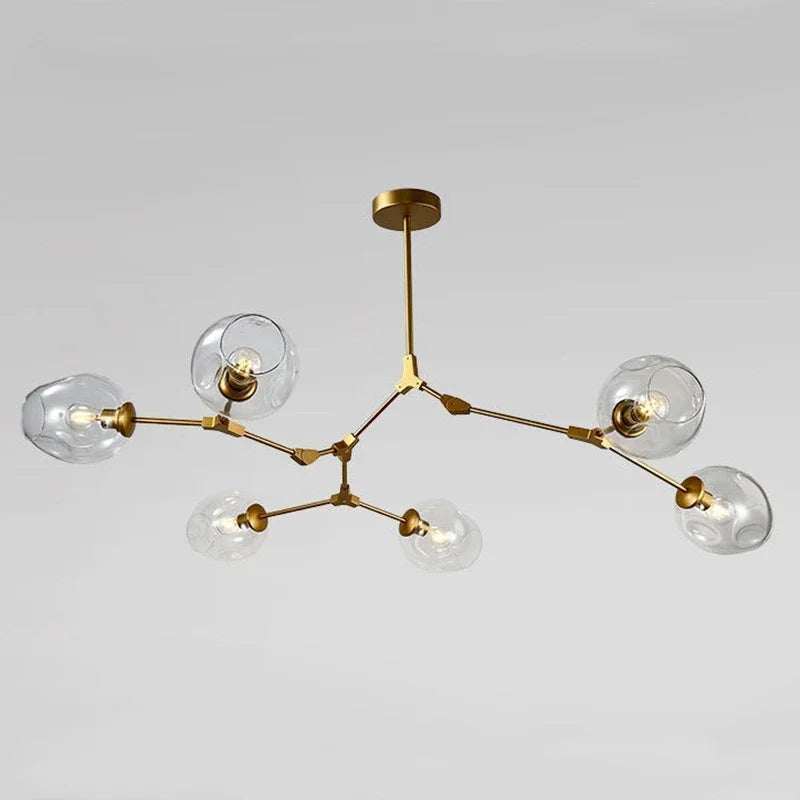 Modern Glass Pendant Light - 6 Bulb Hanging Lamp