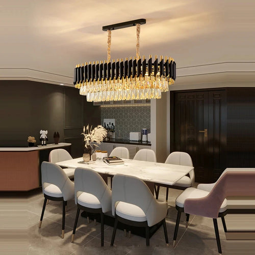 Black Gold Crystal Chandelier Modern Ceiling Light