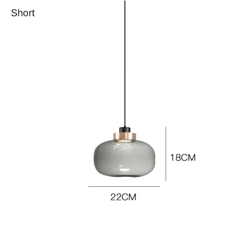 Nordic Glass Pendant Light with Copper Accent