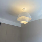 Nordic Cream Pleated Wave Fabric Pendant Light for Living Room
