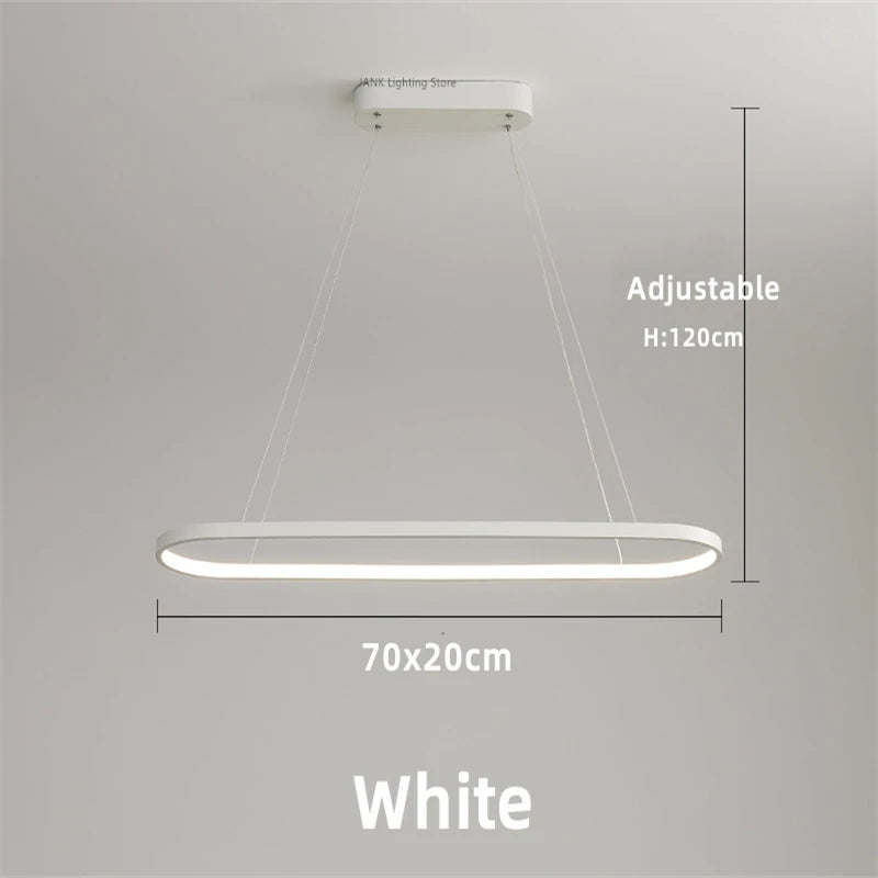 Minimalist LED Pendant Light Oval Strip Design
