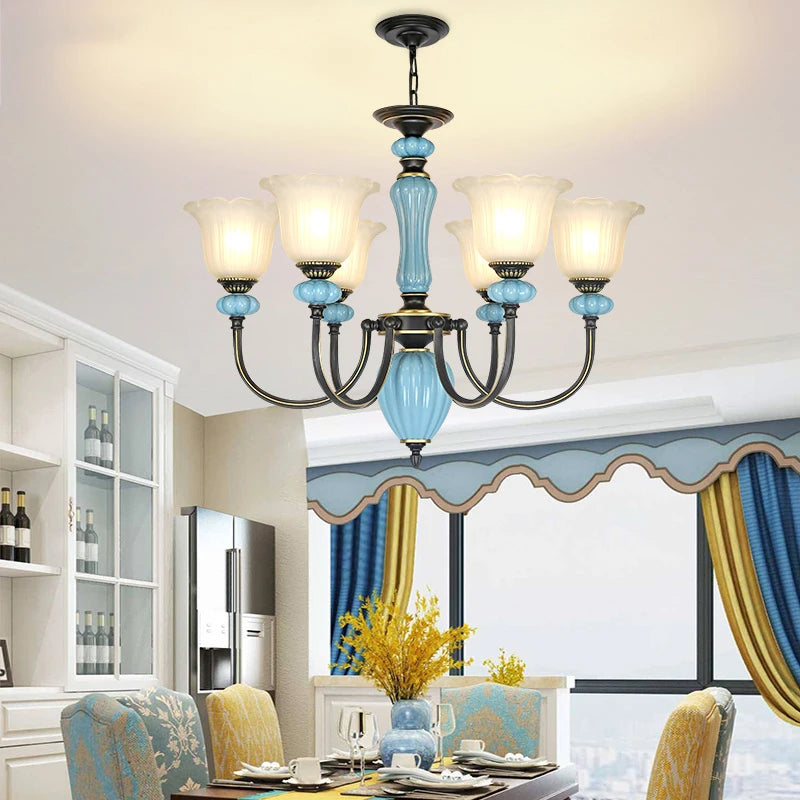 Retro Rustic Ceramic Chandelier Dining Room