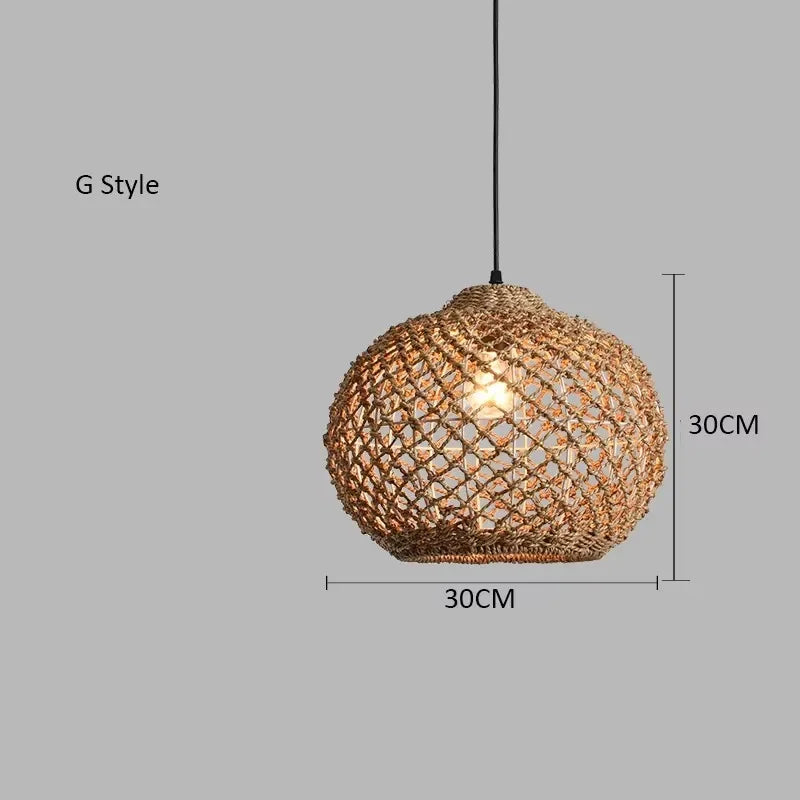 Bohemian Rattan Woven Pendant Light for Dining