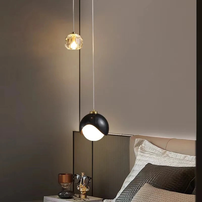 Lámpara Colgante Nórdica Minimalista de Cristal para Dormitorio